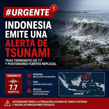 Terremoto de magnitud 7,7 causa daños y activa alerta de tsunami en Indonesia
